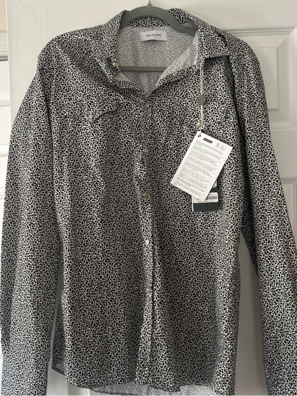 Aglini Black and White Animal Print Button-Up Jacket